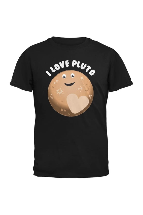 I Love Pluto Planet Black Adult T-Shirt - Large