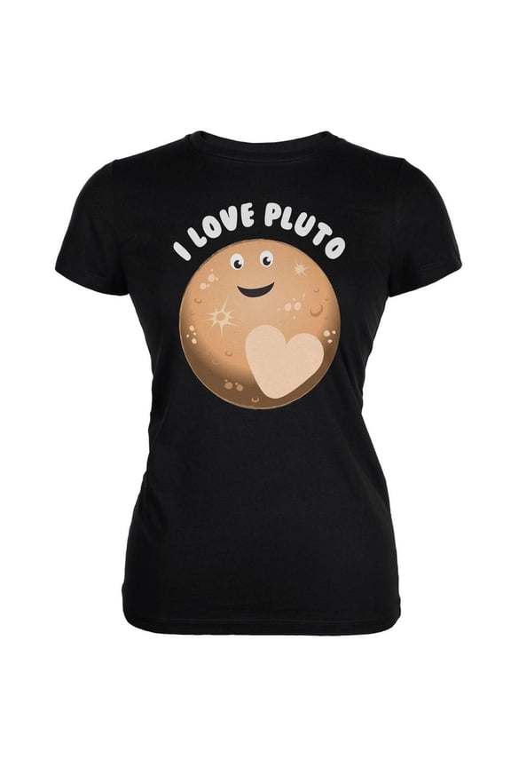 I Love Pluto Planet Black Juniors Soft T-Shirt - Large