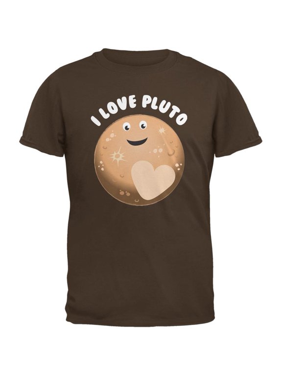 I Love Pluto Planet Brown Adult T-Shirt - Large