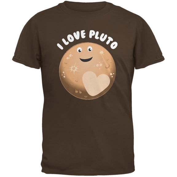 I Love Pluto Planet Brown Adult T-Shirt - Small
