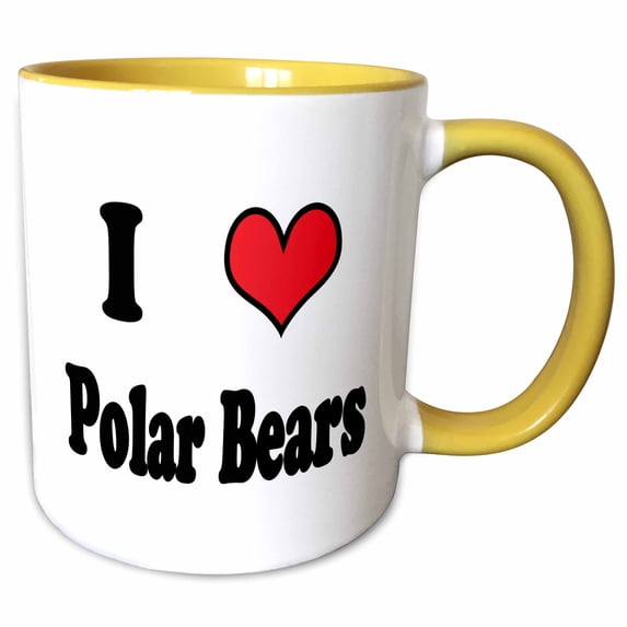 3drose, I Love Polar Bears, 11oz Two-tone Yellow Mug