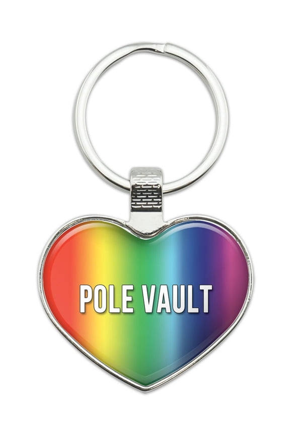 I Love Pole Vault Heart Metal Key Chain
