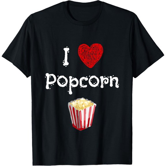 I Love Popcorn T-Shirt Gift For Movie Lovers Popcorn Fans T-Shirt