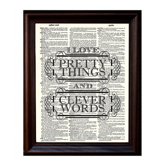 I Love Pretty Things Quote - Dictionary Art Print Printed On Authentic Vintage Dictionary Book Page - 8 x 10.5