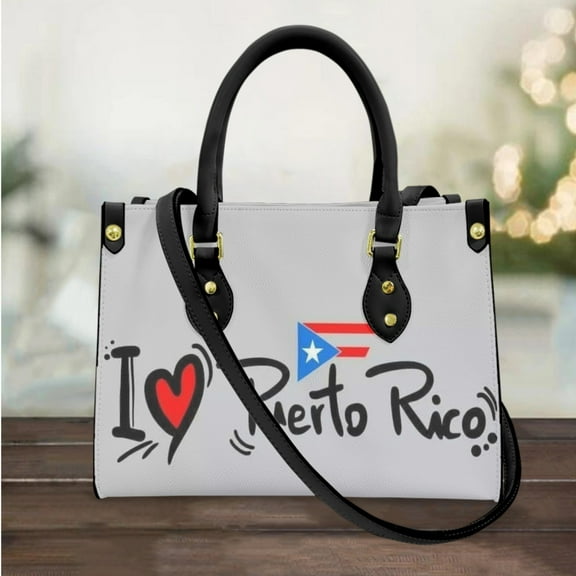 I Love Puerto Rico Design Casual Totes For Women Pu Leather Small Shoulder Bag Shopping Female Daily Cross Body Bags