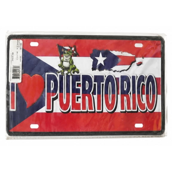 I Love Puerto Rico Flag Plate