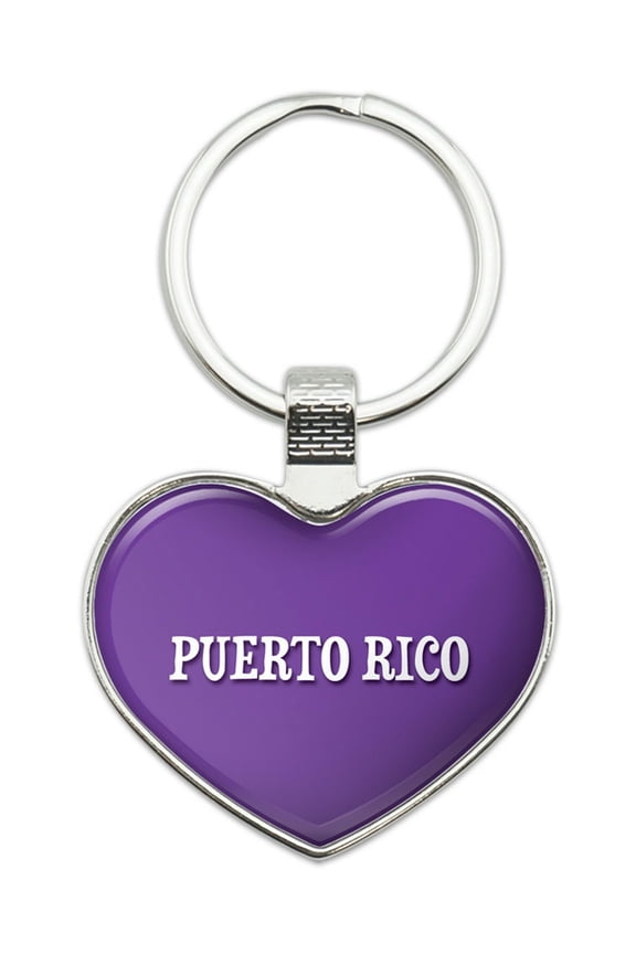 I Love Puerto Rico Heart Metal Key Chain