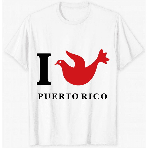 I Love Puerto Rico With Red Bird Design Short Sleeve T-Shirt For Women Men Perfect Gift For Travelers And Culture Lovers
