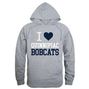 I Love QU Quinnipiac University Bobcats Hoodie Sweatshirt Heather Grey Small