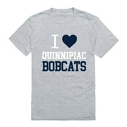 I Love QU Quinnipiac University Bobcats T-Shirt Heather Grey Small