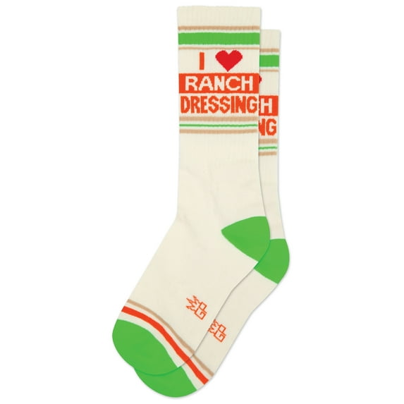 I Love Ranch Dressing, Gumball Poodle Novelty Gift Unisex Crew Socks for Men, Women and Teens ( Made in the USA )