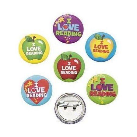 I Love Reading Mini Buttons - Party Favors - 48 Pieces
