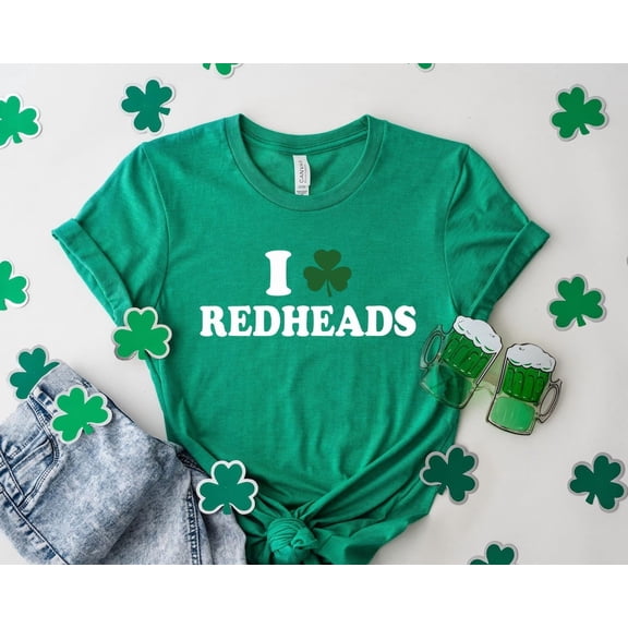 I Love Redheads Shirt Y2K, St Patricks Day Shirt, Irish , Ginger T-Shirt, Shamrock , Ireland Women’S Shirt, Trendy 2000S Top TSHIRT All Size S-5XL
