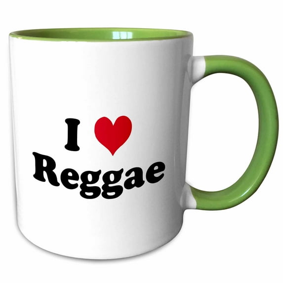 3drose, I Love Reggae, 11oz Two-tone Green Mug
