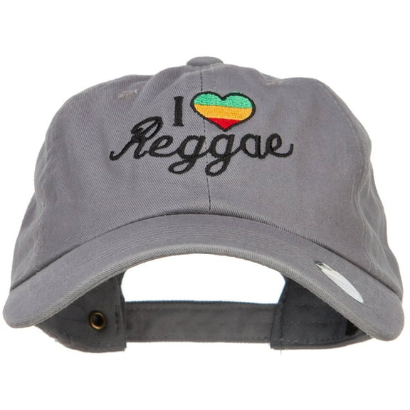 I Love Reggae Embroidered Unstructured Cap - Grey OSFM
