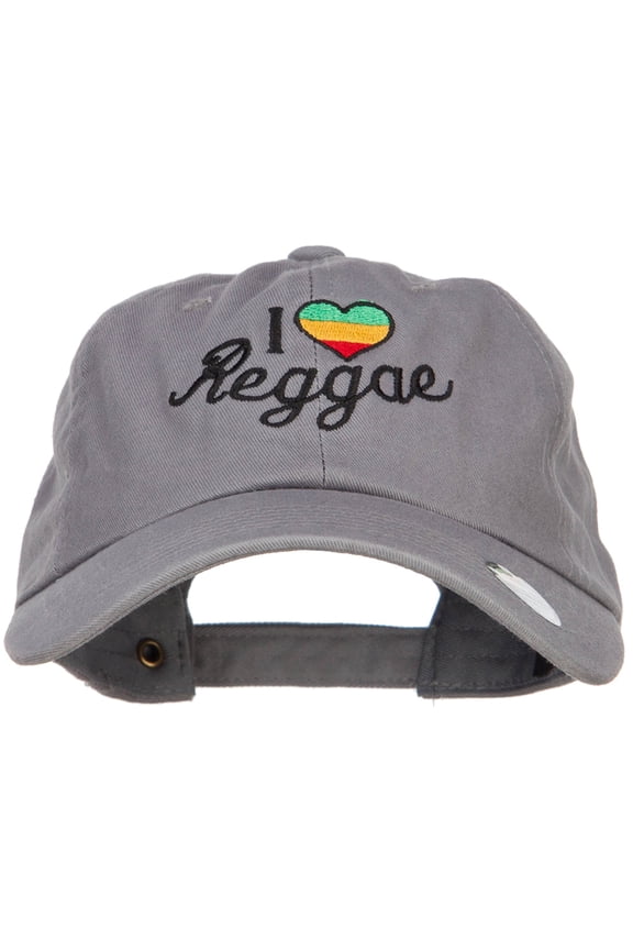I Love Reggae Embroidered Unstructured Cap - Grey OSFM