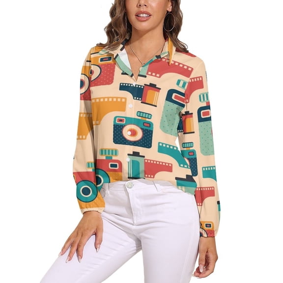 I Love Retro Colorful Long Sleeve Blouse Woman Streetwear Casual Shirts Summer Oversize Woman Streetwear Clothing Birthday Present