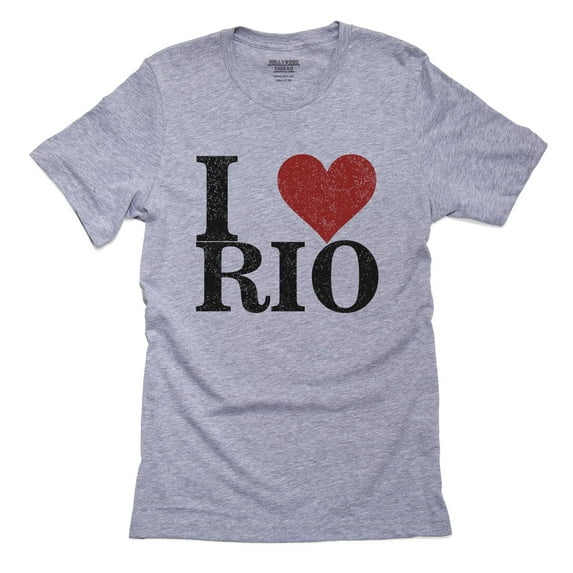 I Love Rio - Large Red Heart - Brazil Olympics Men's Grey T-Shirt