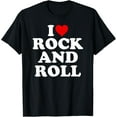 thumbnail image 1 of I Love Rock And Roll - Heart T-ShirtMen's and women's pure cotton short-sleeved shirts, 1 of 6
