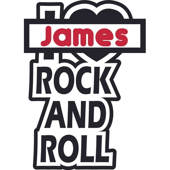 I Love Rock And Roll Rocker Rock Star Customized Wall Decal - Custom Vinyl Wall Art - Personalized Name - Baby Girls Boys Kids Bedroom Wall Decal Room Decor Wall Stickers Decoration Size (20x12 inch)