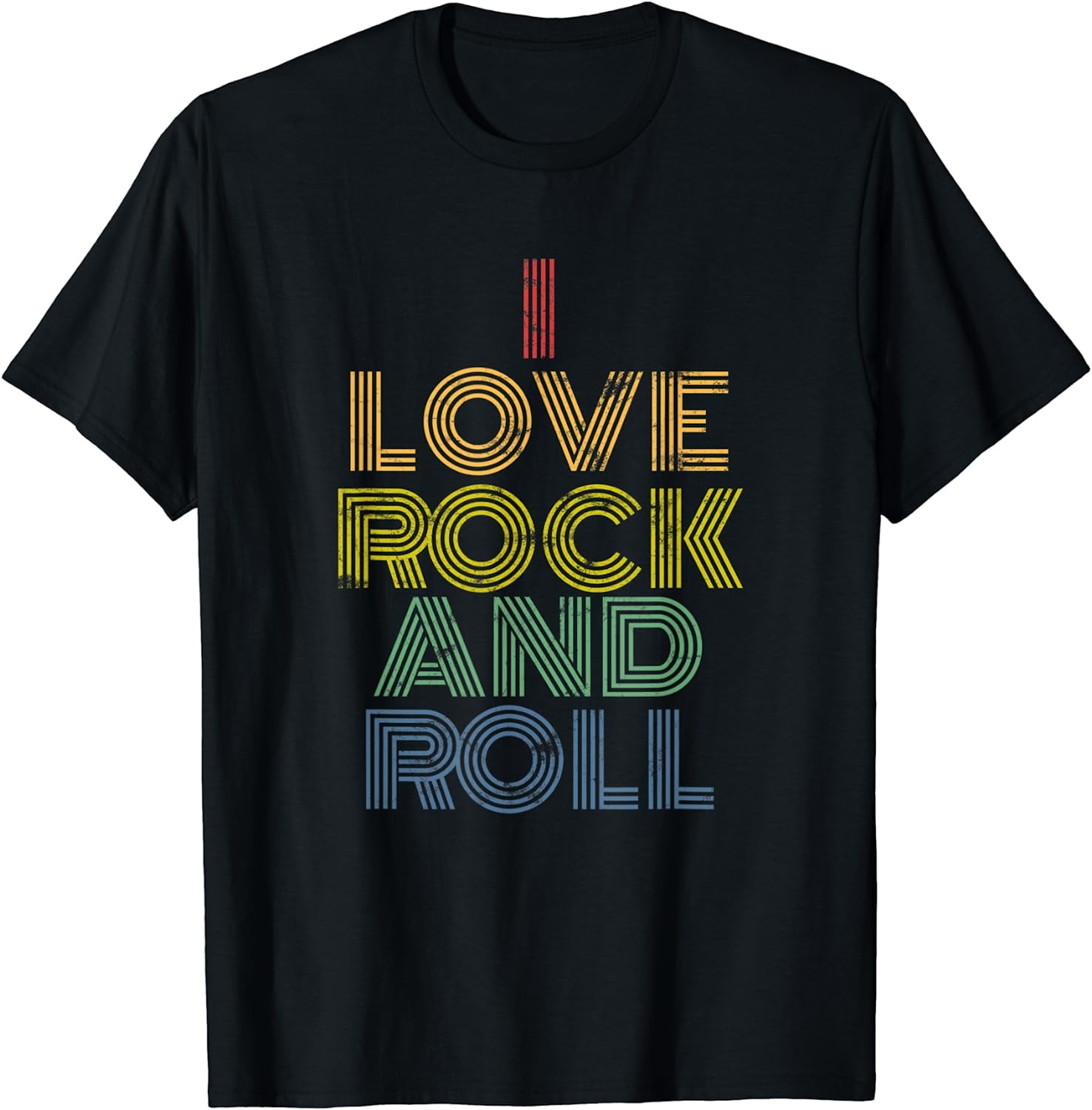 I Love Rock And Roll TShirt distressed rainbow 70s tee TShirt