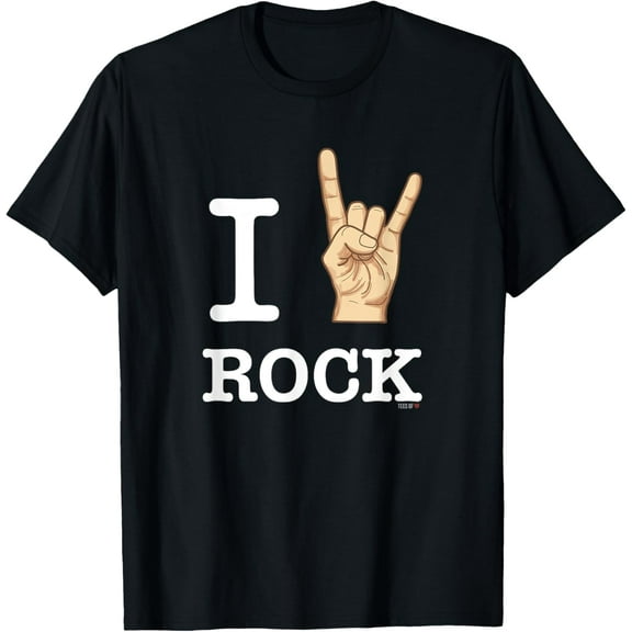 I Love Rock Music T-Shirt White, Rock On Horn Hand Sign Tee