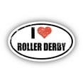 thumbnail image 1 of I Love Roller Derby I Heart Euro Oval Sticker Vinyl 3M Decal 3 In x 5 In, 1 of 3