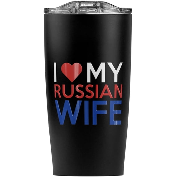 I Love My Russian Wife Stainless Steel 20 oz Travel Tumbler, Vacuum Insulated & Double Wall with Leakproof Sliding Lid | Great for Coffee/Hot Drinks and Cold Beverages