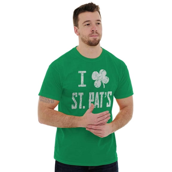 I Love Saint Patrick Lucky Shamrock Plus Size Crewneck Graphic Tee Shirt Brisco Brands 2X