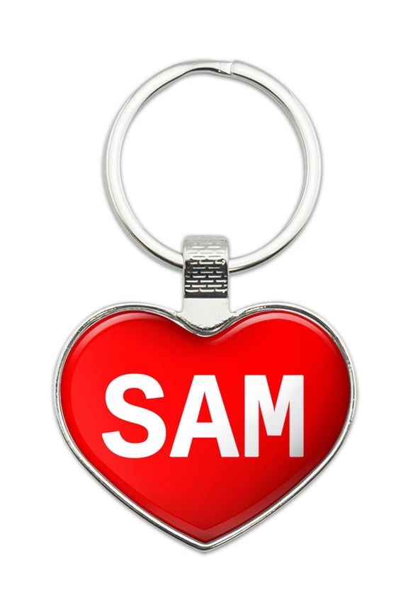 I Love Sam Heart Metal Key Chain
