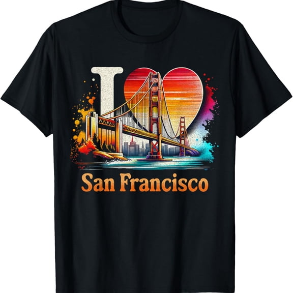 I Love San Francisco Heart Iconic Golden Gate Bridge SFO T-Shirt
