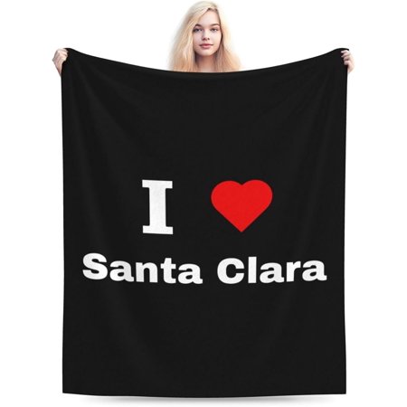 I Love Santa Clara Throw Blanket for Couch 60"x50" Soft Cozy Blanket Lightweight Flannel Blanket