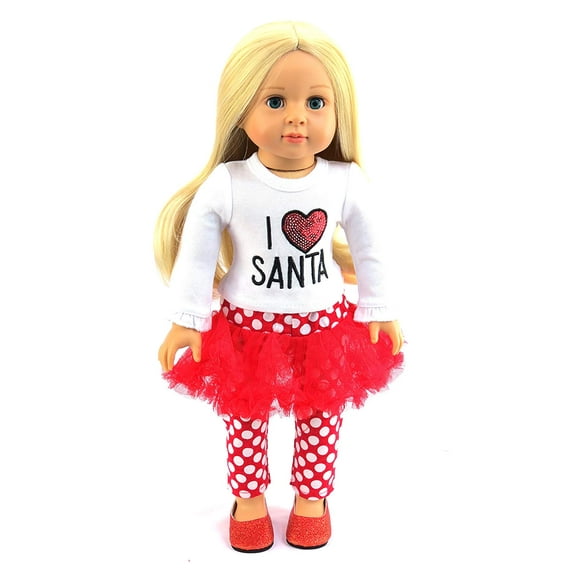 I Love Santa Outfit For 18 Inch Dolls