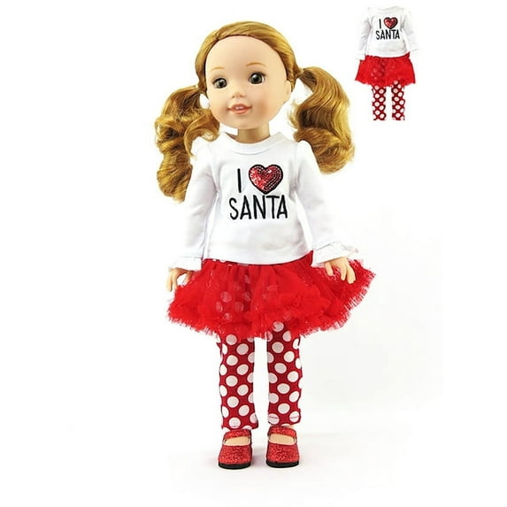 I Love Santa Outfit for 14.5in Dolls | American Fashion World