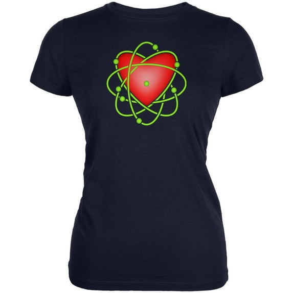 I Love Science Atomic Heart Juniors Soft T Shirt Navy 2XL