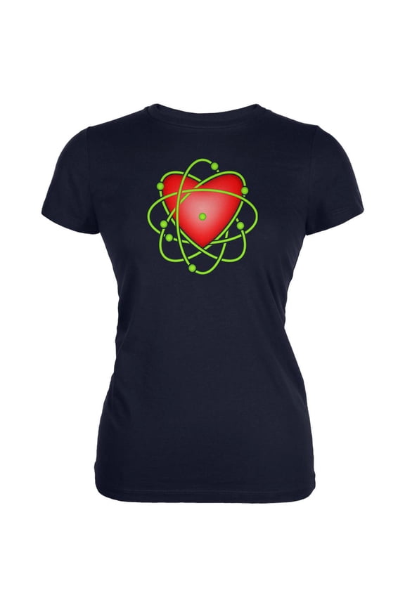 I Love Science Atomic Heart Juniors Soft T Shirt Navy X-LG