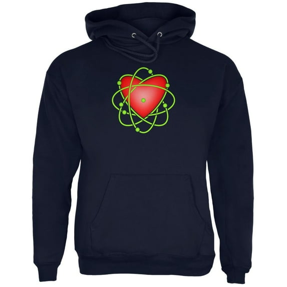 I Love Science Atomic Heart Mens Hoodie Navy 2XL