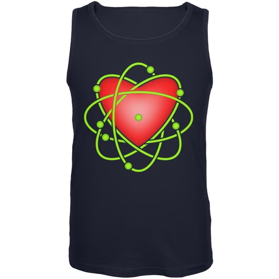 I Love Science Atomic Heart Mens Tank Top Navy LG