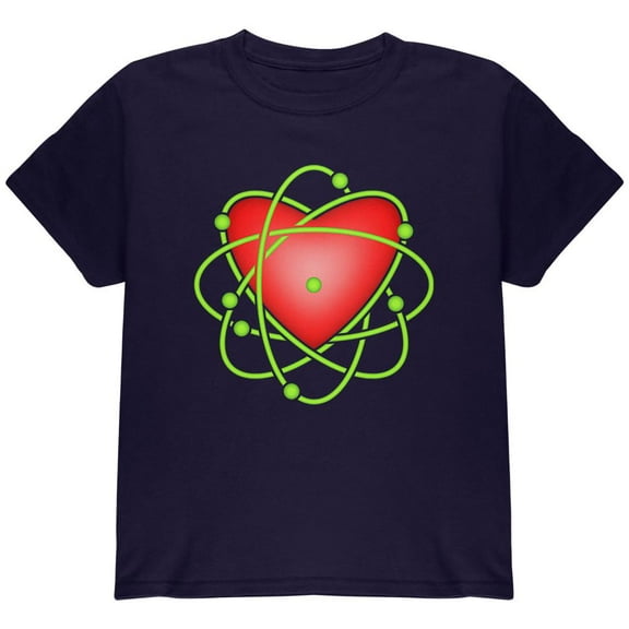 I Love Science Atomic Heart Youth T Shirt Navy YSM