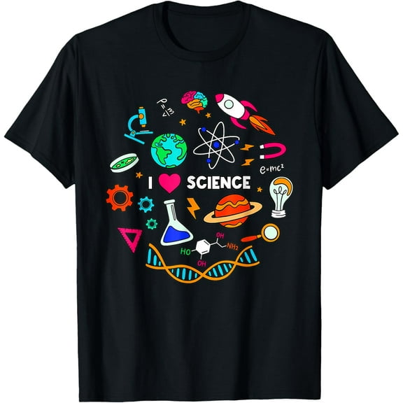 I Love Science Tshirt Kids Science Lovers Gifts Ideas T-ShirtMen and women, Black T-shirt, size: Extra large