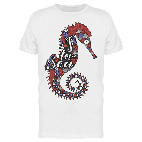 I Love Sea Seahorse Drawing T-Shirt Men -Image by Shutterstock, Male Large