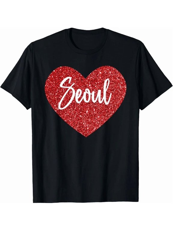 I Love Seoul South Korea Heart Graphic Design Casual T-Shirt