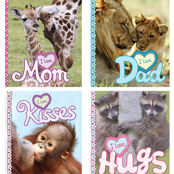 I Love Series : I Love Mom, I Love Dad, I Love Hugs, I Love Kisses by Camilla De La Bedoyere (Hardcover Collection) great for Mother's Day, Father's Day or Valentines Day Gift