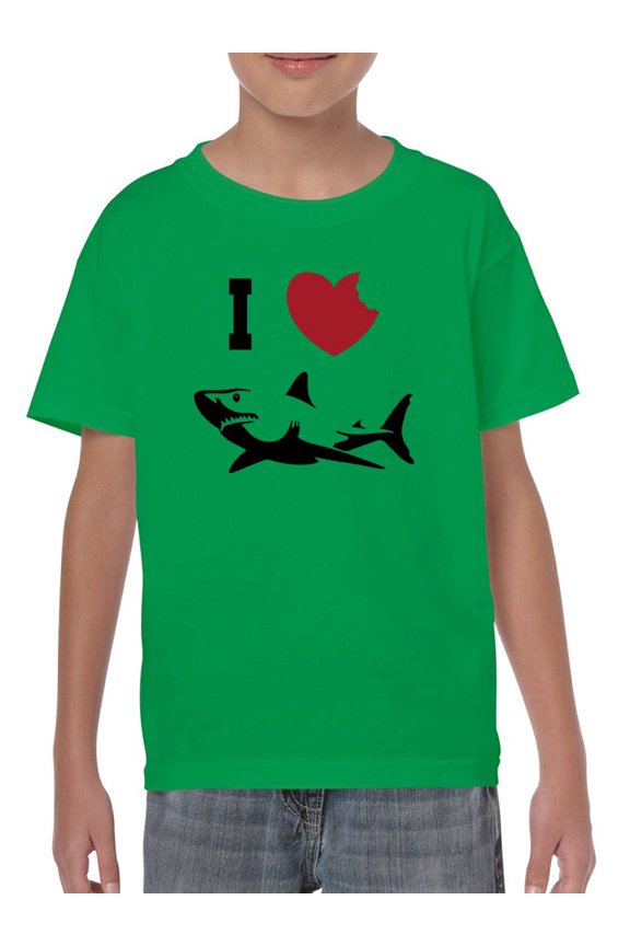 I Love Sharks T-Shirt Juniors -Smartprints Designs,  Medium