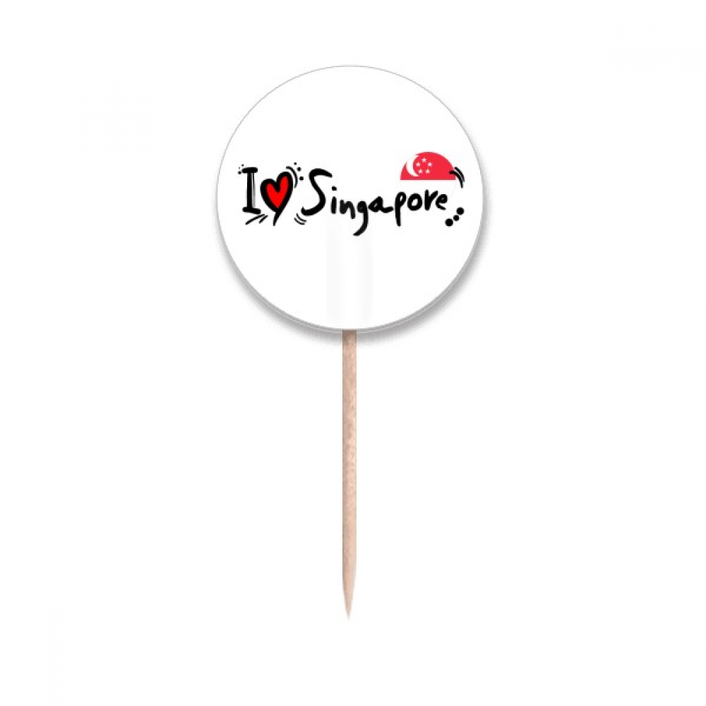 I Love Singapore Word Flag Love Heart Illustration Toothpick Flags
