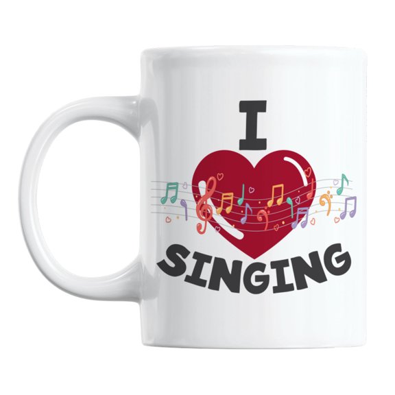 I Love Singing feat. Musical Notes White Ceramic Coffee & Tea Mug (11oz)