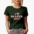 thumbnail image 1 of I Love Skater Boy, Girly Skateboard Art Merch Gift, Military Green T-Shirt, Medium, 1 of 5