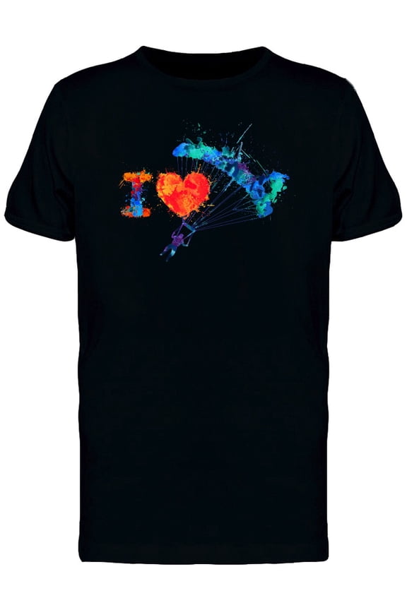 I Love Skydiving Splash Paint T-Shirt Men -Image by Shutterstock, Male Large