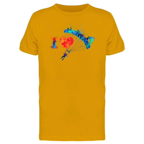 I Love Skydiving Splash Paint T-Shirt Men -Image by Shutterstock, Male Large