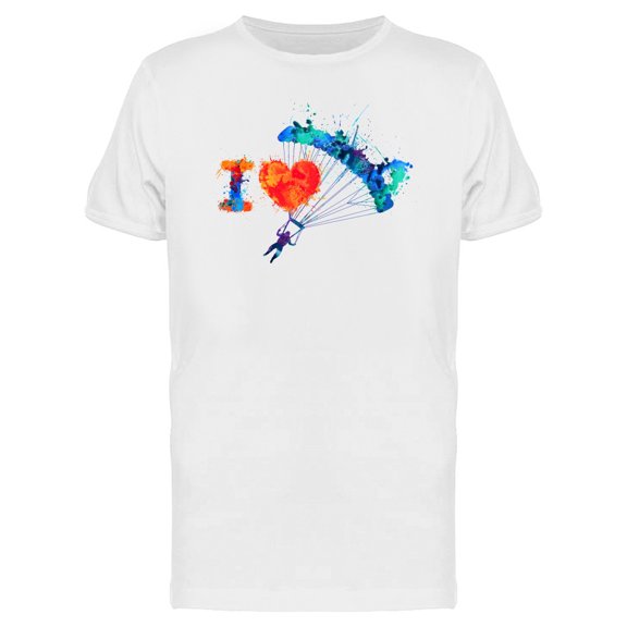 I Love Skydiving Splash Paint T-Shirt Men -Image by Shutterstock, Male XX-Large